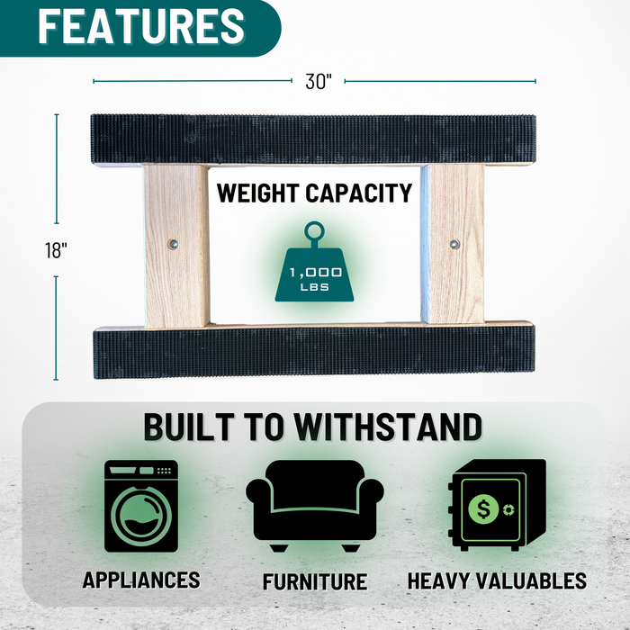 18" X 30" Premium H-Frame Solid Oak Dolly - 1000 Lbs Load Capacity - 4" Wheels - Made in the USA