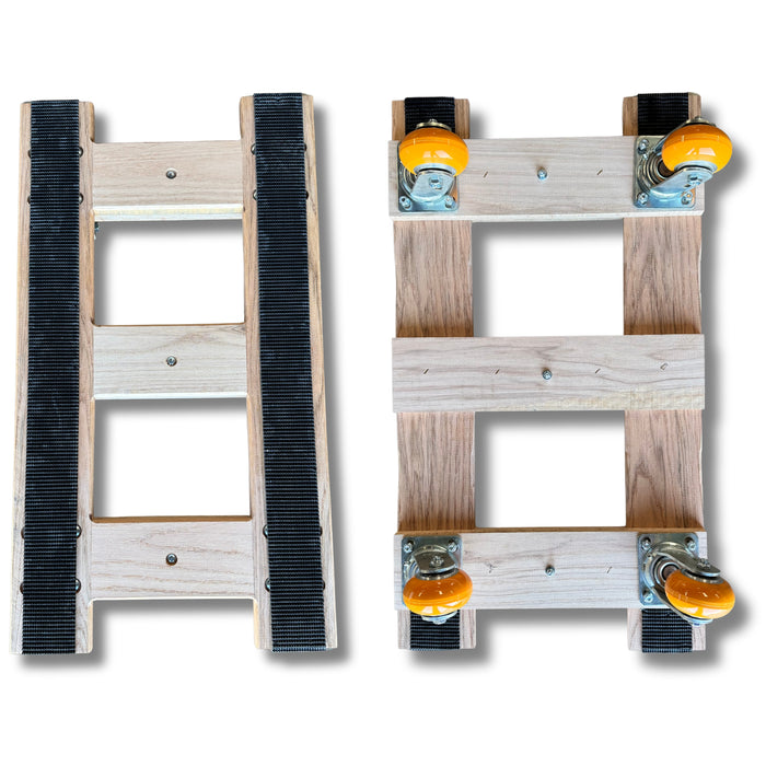 20"x36" Heavy-Duty Oak H-Frame Dolly | 2,240 lbs Capacity | Orange Poly Ergo Wheels | USA-Made