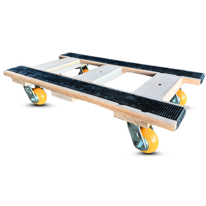 20"x36" Heavy-Duty Oak H-Frame Dolly | 2,240 lbs Capacity | Orange Poly Ergo Wheels | USA-Made