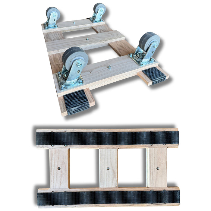 20"x36" Heavy-Duty Oak H-Frame Dolly | 1,800 lbs Capacity | Gray Rubber Wheels | USA-Made