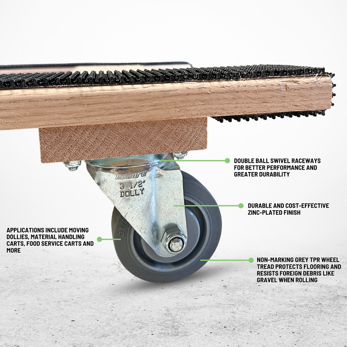 18" X 36" Premium H-Frame Solid Oak Dolly - 720 Lbs Load Capacity - 3" Gray Non-Marking Wheels - Made in the USA