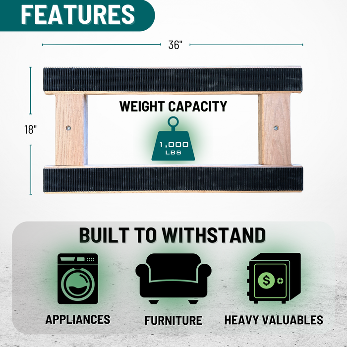 18" X 36" Premium H-Frame Solid Oak Dolly - 1,000 Lbs Load Capacity - 3.5" Wheels - Made in the USA