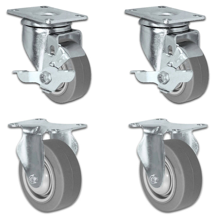 3" x 1.25" TPR Swivel & Rigid Caster, 900 lb, Model 21CS314FX35X-01-2LS-2R