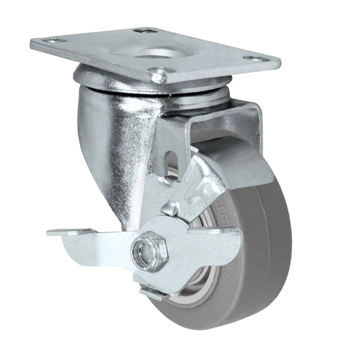 3" x 1.25" TPR Rubber Swivel Caster with Brake, 225 lb, Model 21CS314FX35X-01-TLB