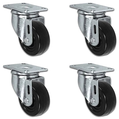 3" x 1.25" Hard Rubber Swivel Caster Set, 1,100 lb, Model 21CS314HR-82-01-Set