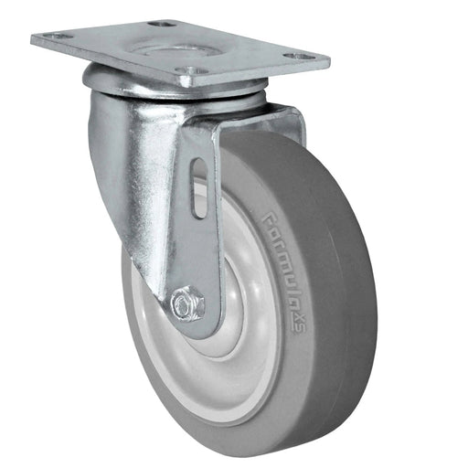 4" x 1.25" TPR Swivel Caster, 2-3/8" x 3-5/8" Plate, 300 lb, Model 21CS414FX35X-01