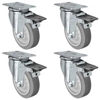 5" x 1.25" TPR Swivel Caster with Brake, 1,260 lb, Model 21CS514FX35X-01-ASFL