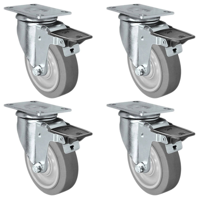 5" x 1.25" TPR Swivel Caster with Brake, 1,260 lb, Model 21CS514FX35X-01-ASFL