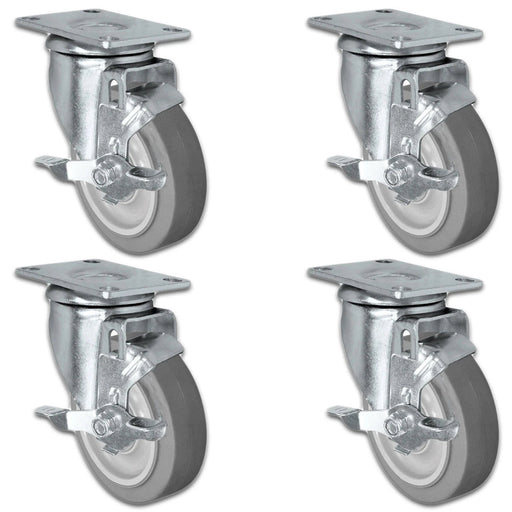 4" x 1.25" TPR Swivel Locking Caster, 1,200 lb, Model 21CS414FX35X-01-ASL