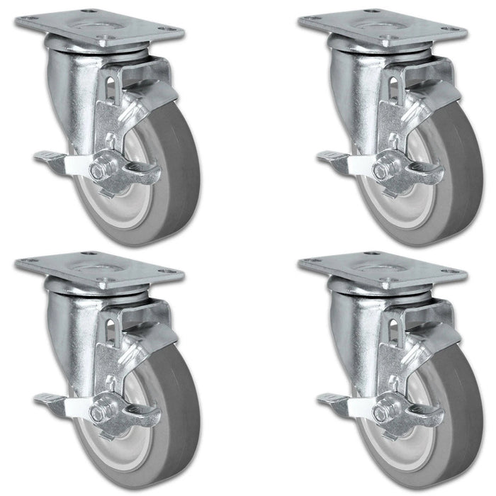 4" x 1.25" TPR Swivel Locking Caster, 1,200 lb, Model 21CS414FX35X-01-ASL