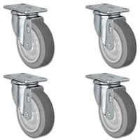 5" x 1.25" TPR Swivel Caster, 1,260 lb, Model 21CS514FX35X-01-SET