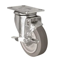 5" x 1.25" TPR Swivel Caster with Top Locking Brake, 315 lb, Model 21CS514FX35X-01-TLB
