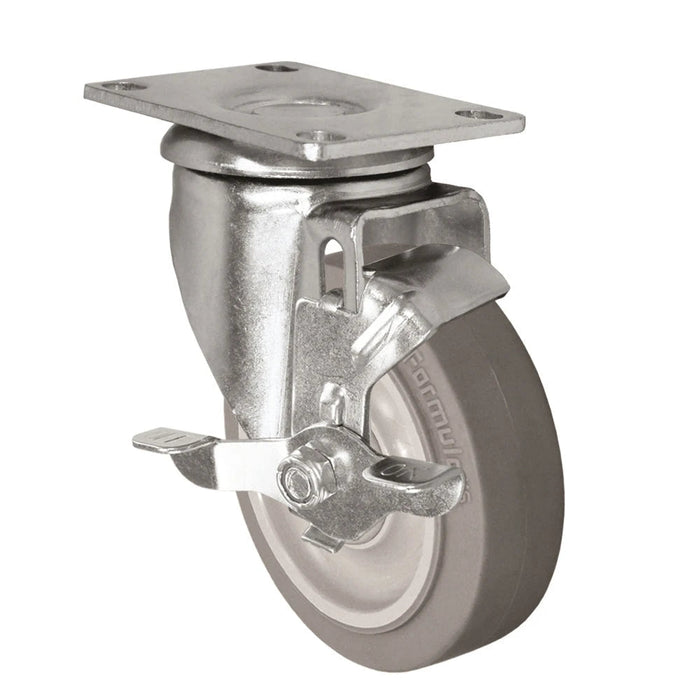 4" x 1.25" TPR Swivel Top Locking Brake Caster, 300 lb, Model 21CS414FX35X-01-TLB