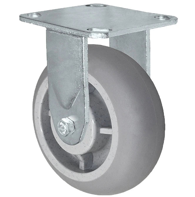 5" x 2" TPR Rigid Caster, 4" x 4-1/2" Plate, 500 lb, Model 30CR520DTR38X-03