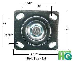 5" x 2" TPR Rigid Caster, 4" x 4-1/2" Plate, 500 lb, Model 30CR520DTR38X-03