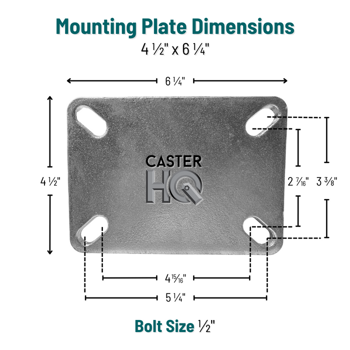 1/2"-13 Caster Mounting Hardware Kit, 16-Piece Pack for 1 Caster, Model 12CPMHCP4PE