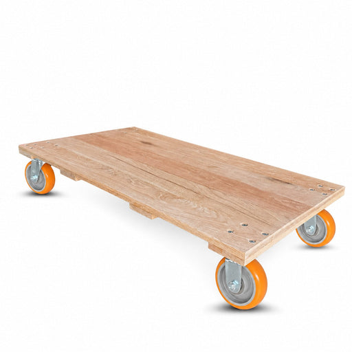 72"x36" Oak Deck Platform Cart 8" Kingpinless Swivel Casters, 3,750 lb, Model SD-OAK7236-ERGO8K-3750LBS