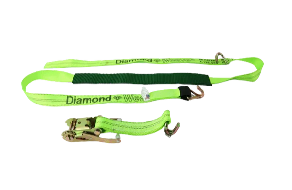Ratchet Wheel Strap 2" x 10' Double Wire J-Hooks, 3,333 lb, Model A-2X11RWHLP-DW