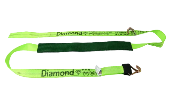 Ratchet Wheel Strap 2" x 10' Double Wire J-Hooks, 3,333 lb, Model A-2X11RWHLP-DW