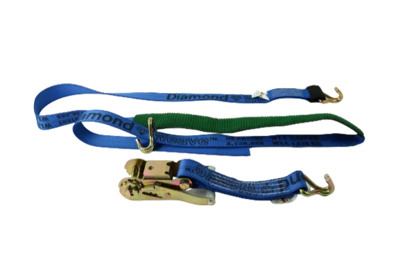Ratchet Wheel Strap 2" x 10' Double Wire J-Hooks, 3,333 lb, Model A-2X11RWHLP-DW