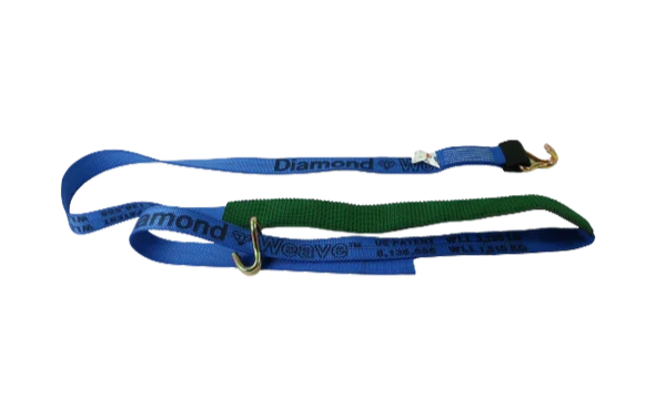 Ratchet Wheel Strap 2" x 10' Double Wire J-Hooks, 3,333 lb, Model A-2X11RWHLP-DW