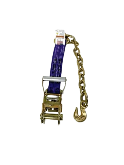 2" x 1' Diamond Weave Ratchet Strap, Chain End & Grab Hook, 3,333 lb, Model A-2X1RCE-DW