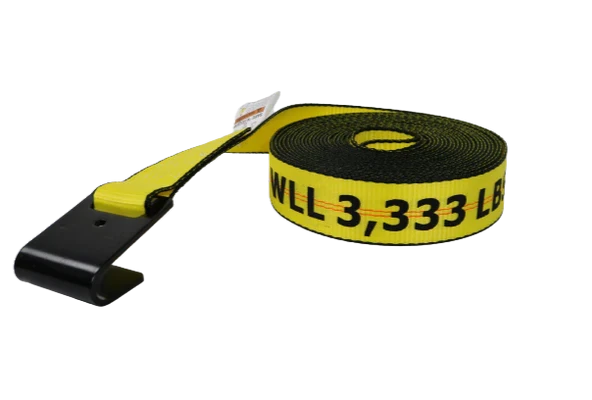 Ratchet Strap 2" x 30' Big Yellow Polyester Flat Hooks, 3,333 lb, Model A-2X30BIGY-RFH
