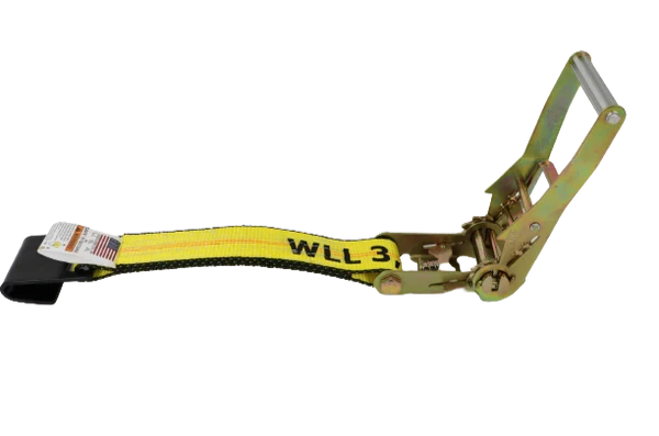 Ratchet Strap 2" x 30' Big Yellow Polyester Flat Hooks, 3,333 lb, Model A-2X30BIGY-RFH