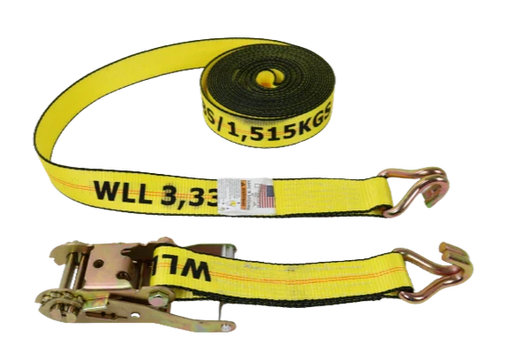 Ratchet Strap 2" x 30' Wire Hooks, 3,333 lb, Model A-2X30BIGY-RWH