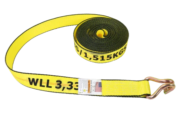 Ratchet Strap 2" x 30' Wire Hooks, 3,333 lb, Model A-2X30BIGY-RWH