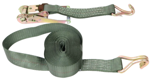 Green Camo Ratchet Strap 2" x 30' Wire Hooks, 3,333 lb, Model A-2X30RWH-OLIVE