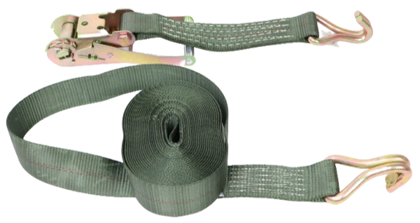 Green Camo Ratchet Strap 2" x 30' Wire Hooks, 3,333 lb, Model A-2X30RWH-OLIVE