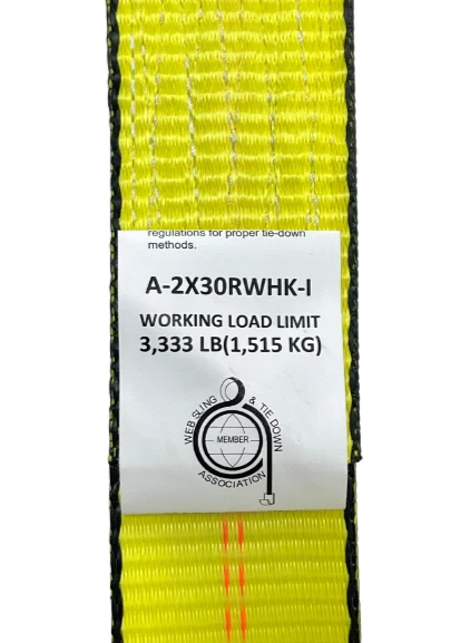 Ratchet Strap 2" x 30' with Wire Hooks, 3,333 lb, Model A-2X30RWHK-I