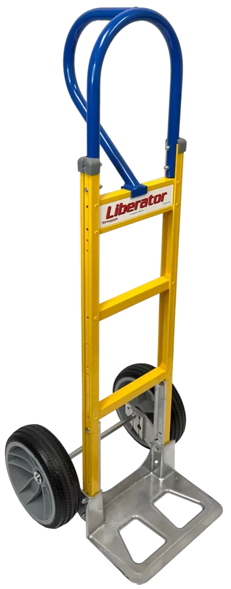B&P Hand Truck, Customized Powder Coat Straight Loop, Vertical Grip at 52" with 10" No Flat Wheels, Model WEB-HTA-038