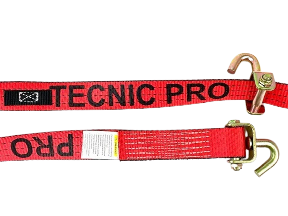 2" x 14' Red Tecnic Pro Webbing Wheel Strap with Swivel J Hooks, Model AS-KK2X14SSJR