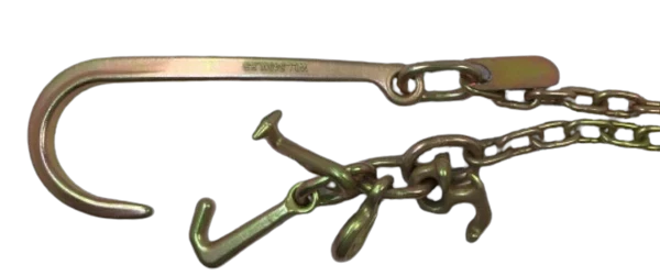 G70 Tow Chain 5/16" x 8' with 15" J Hook & RTJ Cluster, 4,700 lb, Model AS-KTC005C8