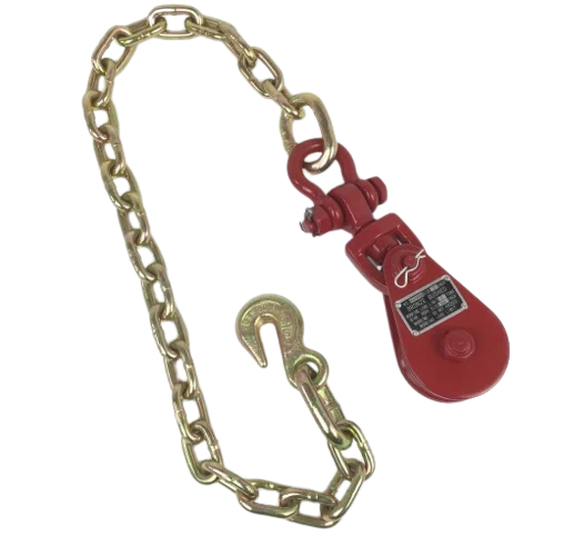 Snatch Block 3" Sheave with Shackle Chain & Grab Hook, 4,000 lb, Model AS-SBD-S-2T-3SCT