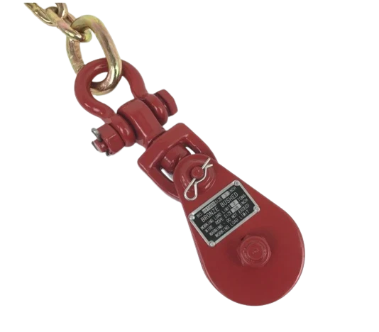 Snatch Block 3" Sheave with Shackle Chain & Grab Hook, 4,000 lb, Model AS-SBD-S-2T-3SCT