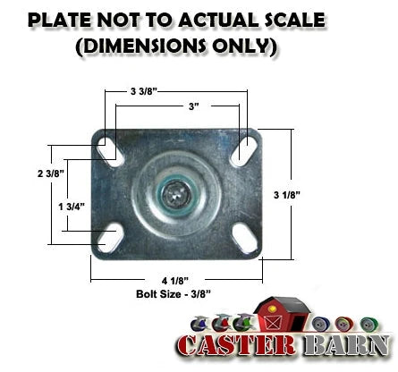 3" x 1-3/4" Pan Dolly Caster, 3-1/8" x 4-1/8" Top Plate, 500 lb, Model CB-HDPDC3