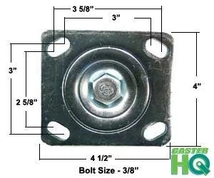 10" Swivel Zinc Plated Pneumatic Caster Rig 4" x 4-1/2" Plate, Model CB-SPC10-RIG