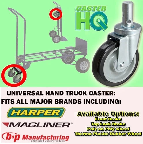 B&P 5" x 1-1/4" Polyurethane Swivel Caster, 350 lb, Model CB-UHTRC5