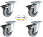 3" x 1-1/4" TPR Swivel Caster Set 4, 800 lb, Model HD-LD3124-MIR-TOOLBOX-SET-S