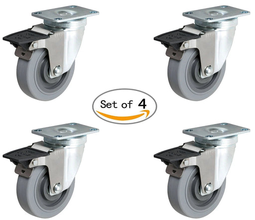 5" x 1-1/4" TPR Swivel Locking Caster, 1,200 lb, Model HD-LD5124-MIR-TOOLBOX-SET-S