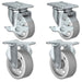 3" x 1.25" Semi-Steel Swivel & Rigid Caster Set, 1,400 lb, Model HQ1330S-PL1-SS-2SB2R