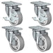 4" x 1.25" Semi-Steel Swivel Caster Set with Brake, 1,400 lb, Model HQ1340S-PL1-SS-2SB2S