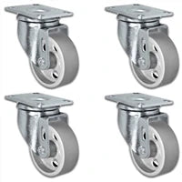 4" x 1.25" Semi-Steel Swivel Caster Set, 1,400 lb, Model 21CS414SS-01-Set