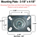 3-1/2" x 1-1/4" TPR Swivel Caster, 230 lb, Model HQ1335S-PL2-TP