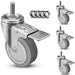 4" x 1-1/4" Gray Rubber Swivel Total Lock Caster, 1,200 lb, Model HQ1540S-TS2-TP-SET