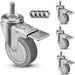 4" x 1-1/4" Gray Rubber Swivel Total Lock Caster, 1,200 lb, Model HQ1540S-TS2-TP-SET