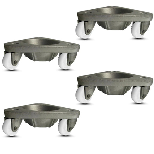 9"x9"x9" Cast Iron Three Wheel Dolly 2" Nylon Wheels, 1,800 lb, Model HQ2127-NY-SET
